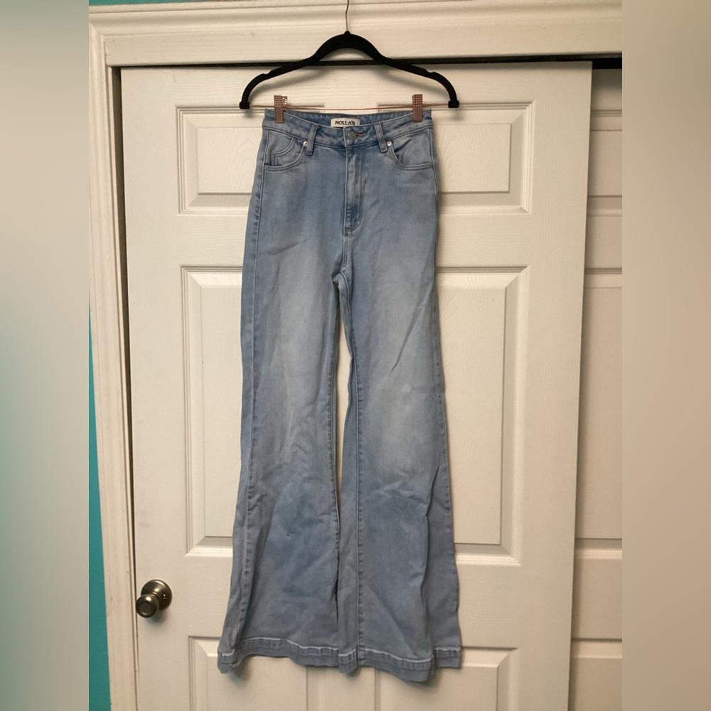 ROLLA'S Light Blue High-Rise Flare Jeans - Picture 2 of 7
